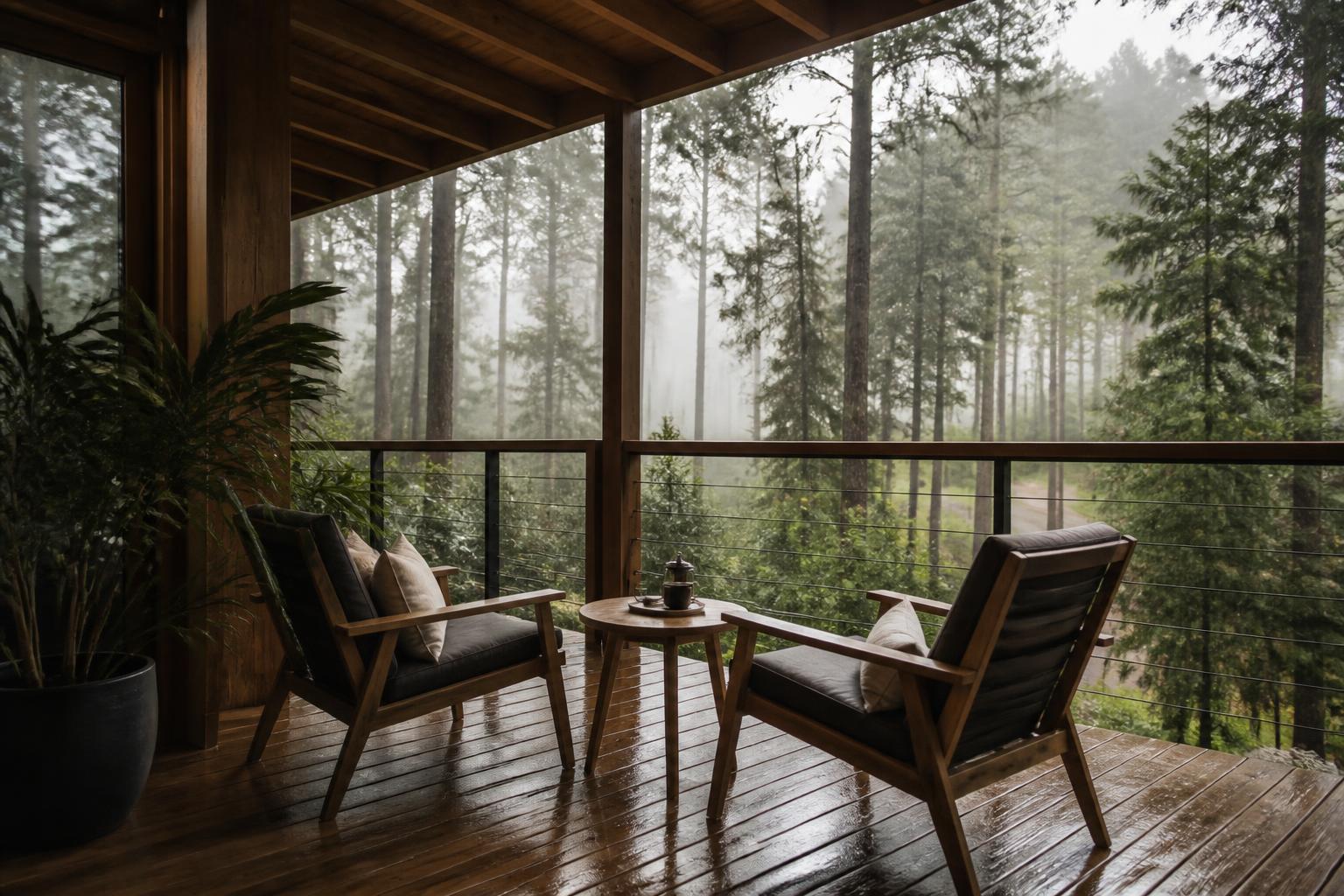 Terraza privada entre la niebla